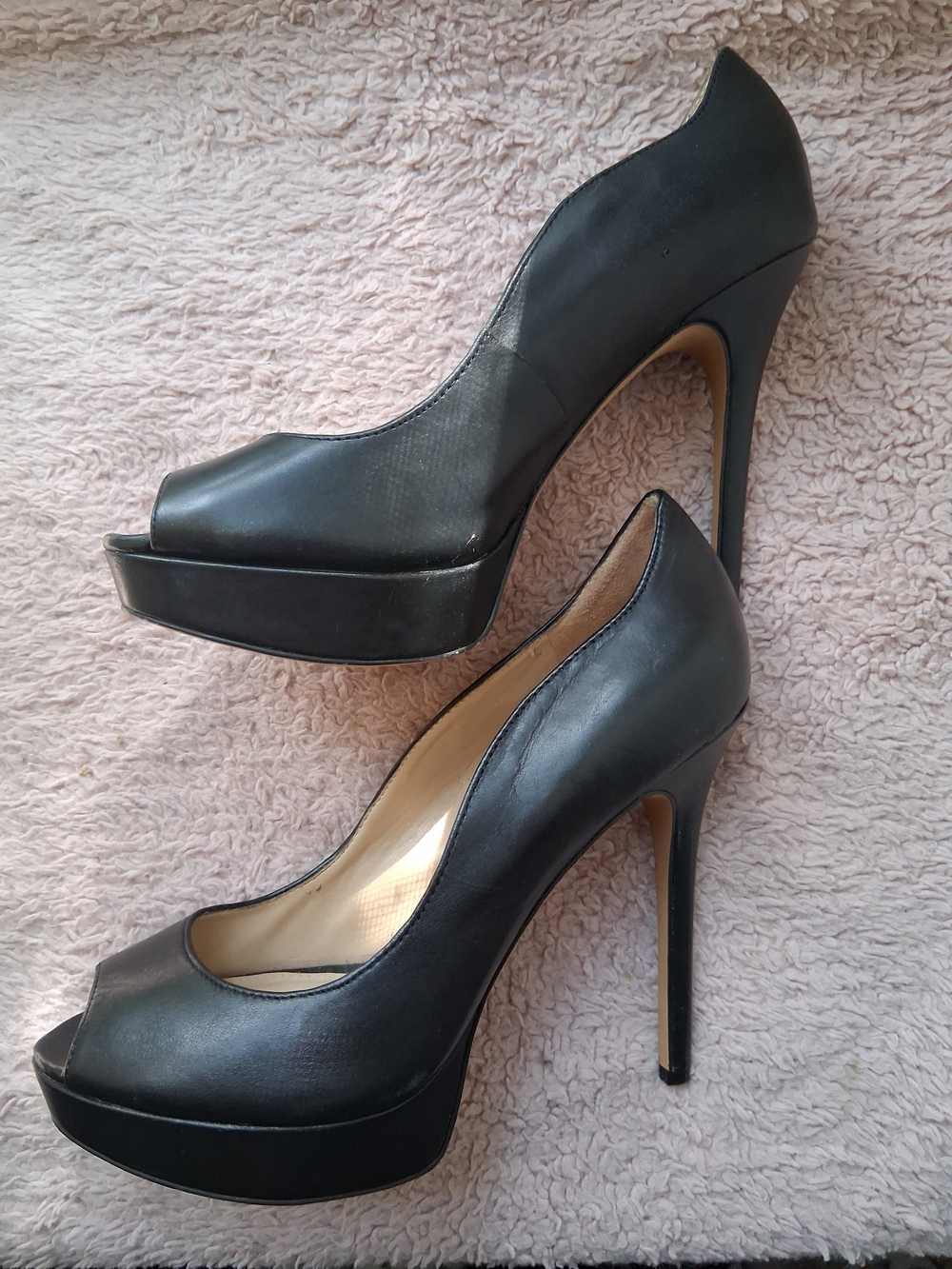 Vince Camuto Black Peep-Toe Platform Stiletto Heels